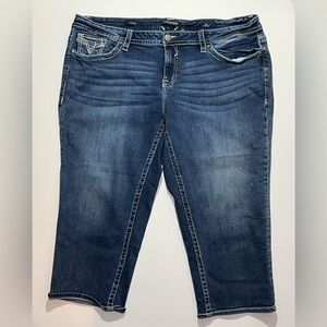 Vigoss Capri Stretch Blue Jeans, Mid Rise, Plus Size 20, Length 21”